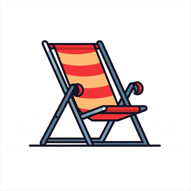 Esquema de icono plano de silla de playa al estilo de vector simple