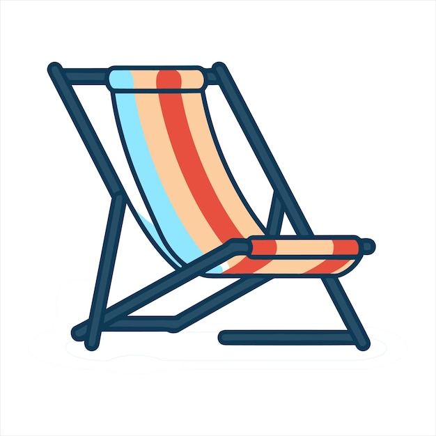Esquema de icono plano de silla de playa al estilo de vector simple