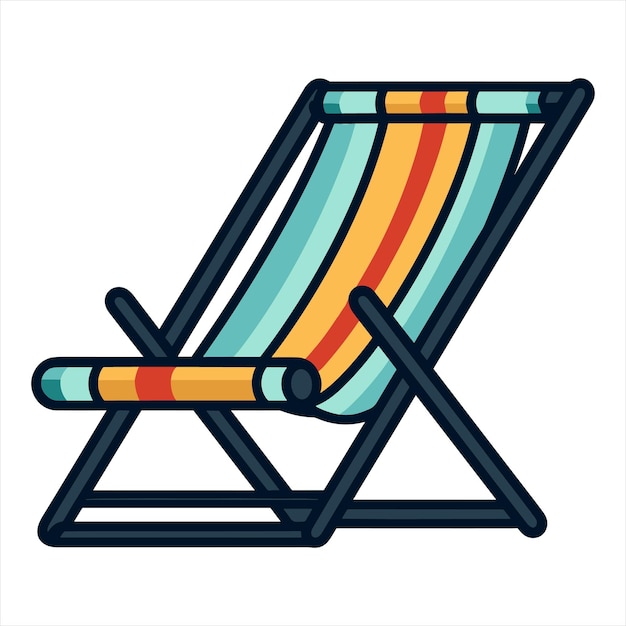 Esquema de icono plano de silla de playa al estilo de vector simple