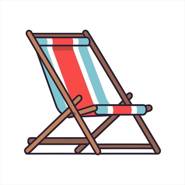 Esquema de icono plano de silla de playa al estilo de vector simple