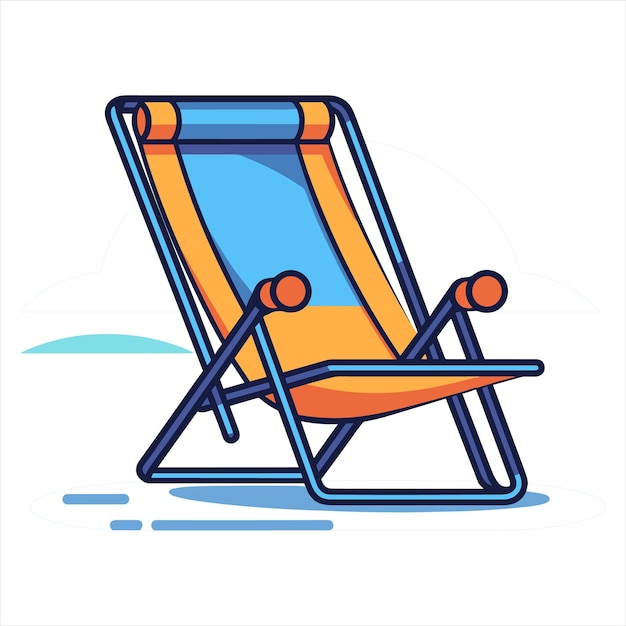 Esquema de icono plano de silla de playa al estilo de vector simple