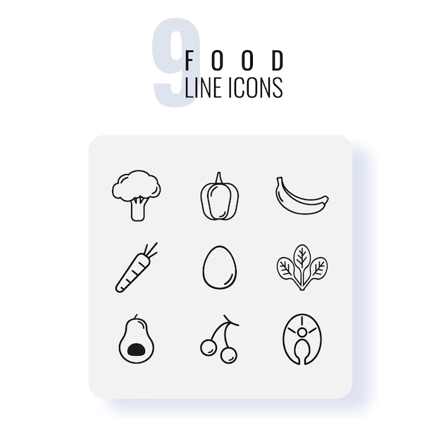 Esquema de iconos de alimentos saludables establecidos para web y aplicaciones