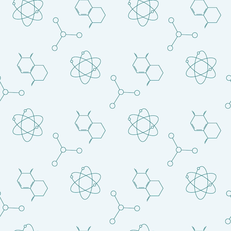 Vector esquema de iconos de fórmula científica, patrón monocromo sin costuras