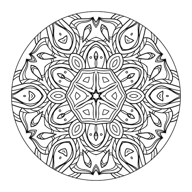 Esquema mandala para colorear libro. adorno redondo decorativo. patrón de terapia antiestrés.