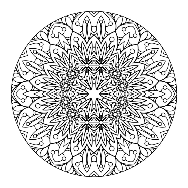 Esquema mandala para colorear libro. Adorno redondo decorativo. Patrón de terapia antiestrés.