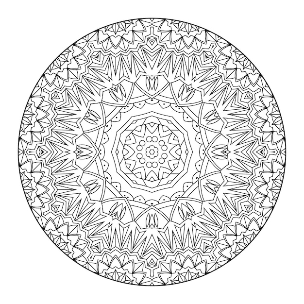 Esquema mandala para colorear libro. Adorno redondo decorativo. Patrón de terapia antiestrés.