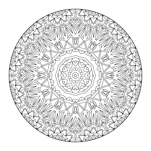 Esquema mandala para colorear libro. adorno redondo decorativo. patrón de terapia antiestrés.