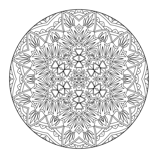 Esquema mandala para colorear libro. Adorno redondo decorativo. Patrón de terapia antiestrés.