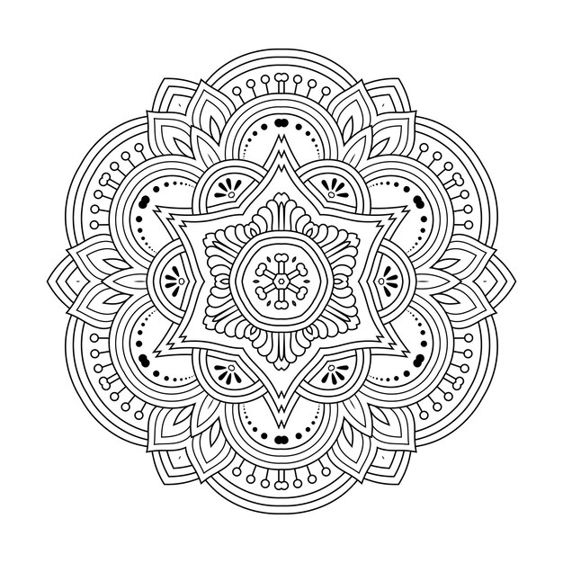Esquema mandala para colorear libro. Adorno redondo decorativo. Patrón de terapia antiestrés.