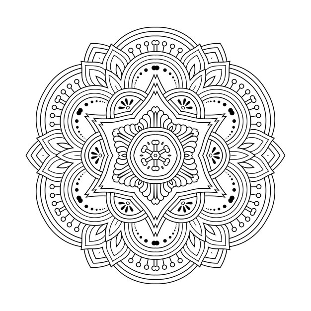 Esquema mandala para colorear libro. adorno redondo decorativo. patrón de terapia antiestrés.