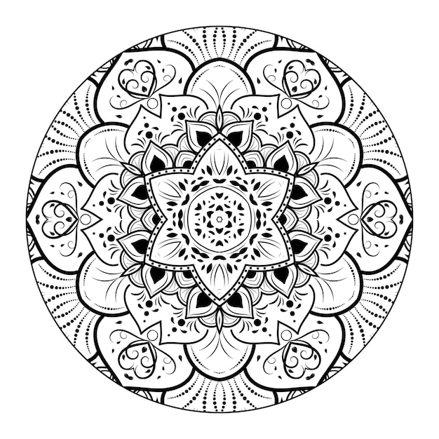 Esquema mandala para colorear libro. adorno redondo decorativo. patrón de terapia antiestrés.