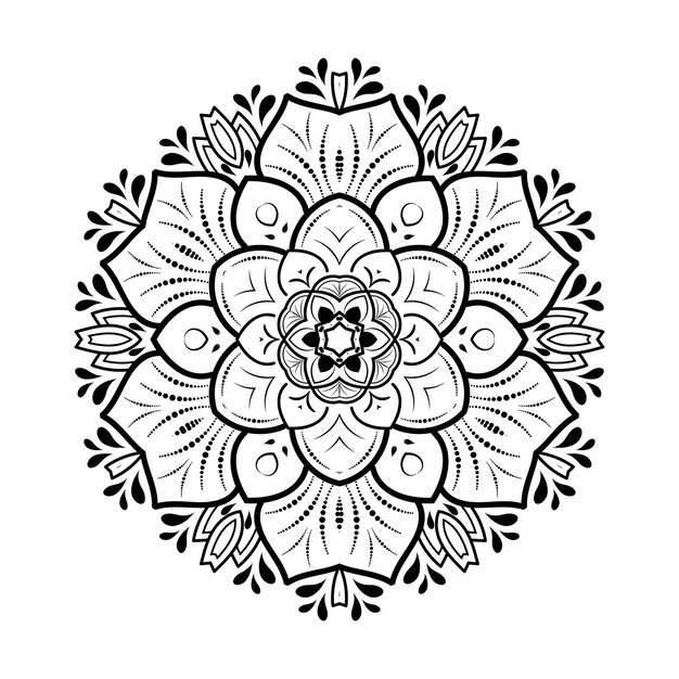 Esquema mandala para colorear libro. Adorno redondo decorativo. Patrón de terapia antiestrés.
