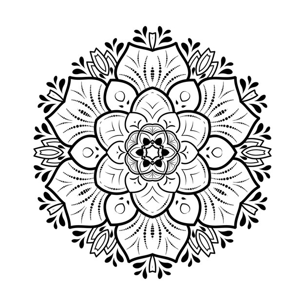 Esquema mandala para colorear libro. Adorno redondo decorativo. Patrón de terapia antiestrés.