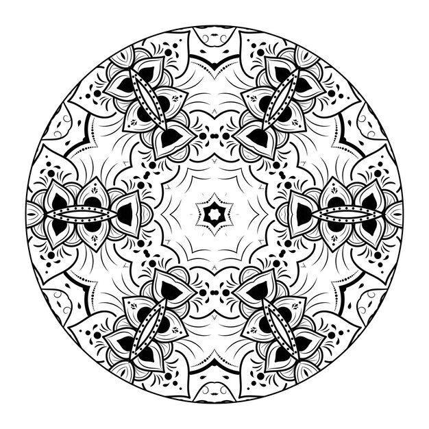 Esquema mandala para colorear libro. Adorno redondo decorativo. Patrón de terapia antiestrés.