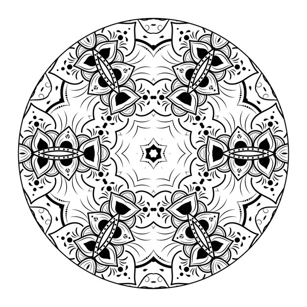 Esquema mandala para colorear libro. adorno redondo decorativo. patrón de terapia antiestrés.