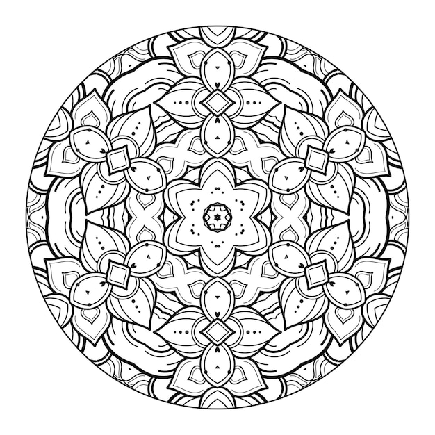 Esquema mandala para colorear libro. adorno redondo decorativo. patrón de terapia antiestrés.