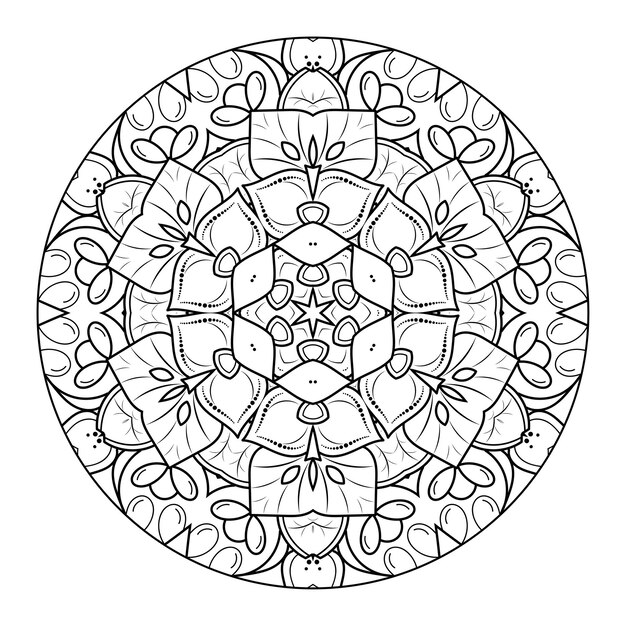 Esquema mandala para colorear libro. adorno redondo decorativo. patrón de terapia antiestrés.