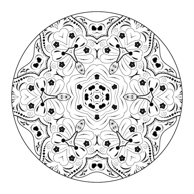 Esquema mandala para colorear libro. adorno redondo decorativo. patrón de terapia antiestrés.