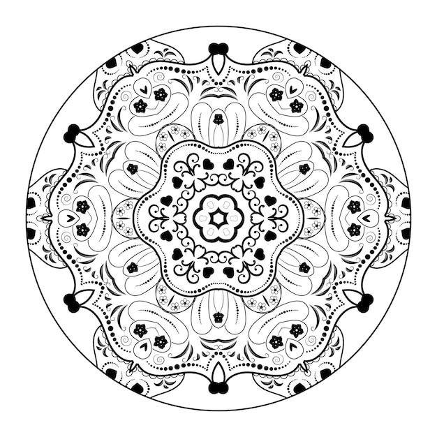 Esquema mandala para colorear libro. adorno redondo decorativo. patrón de terapia antiestrés.