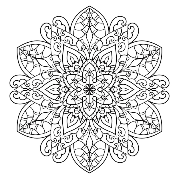 Esquema mandala para colorear libro. adorno redondo decorativo. patrón de terapia antiestrés.