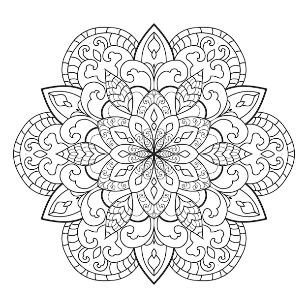 Esquema mandala para colorear libro. adorno redondo decorativo.