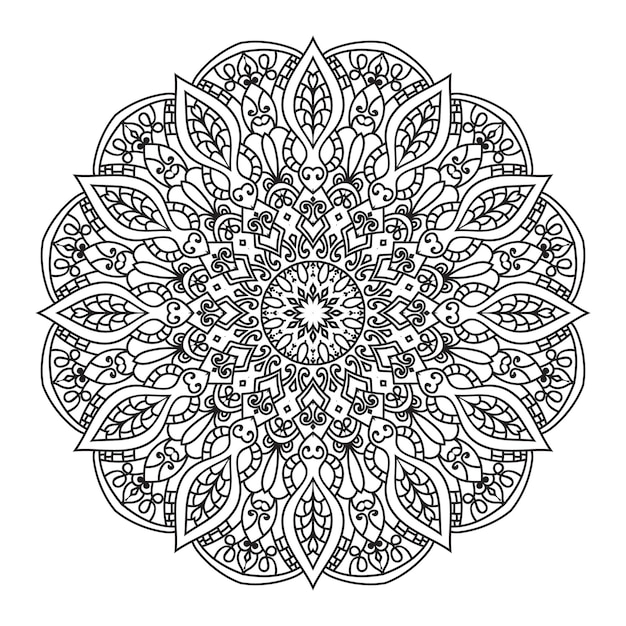 Esquema mandala para colorear libro. adorno redondo decorativo.