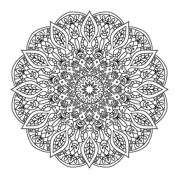 Esquema mandala para colorear libro. adorno redondo decorativo.