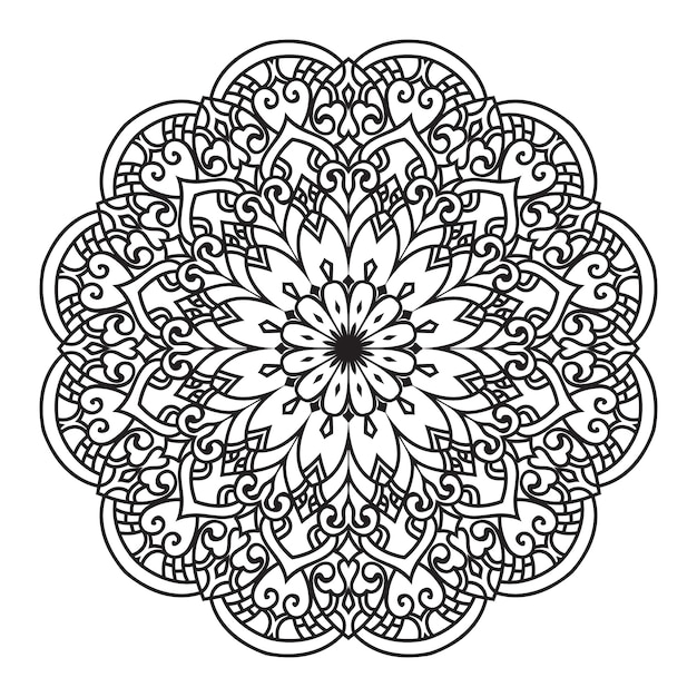 Esquema mandala para colorear libro. adorno redondo decorativo.