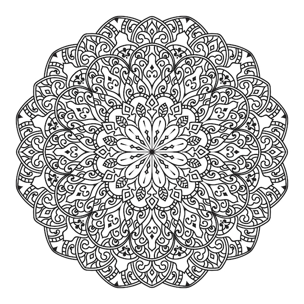 Esquema mandala para colorear libro. adorno redondo decorativo.