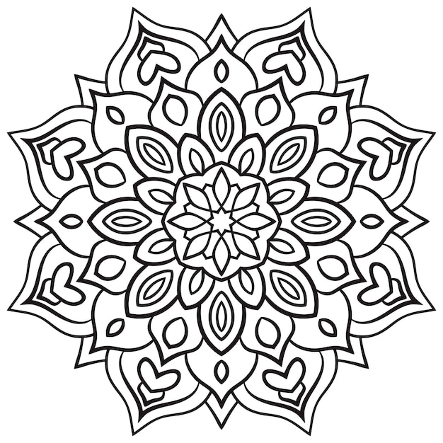 Esquema Mandala. Flor de garabato redonda ornamental aislada sobre fondo blanco. círculo geométrico