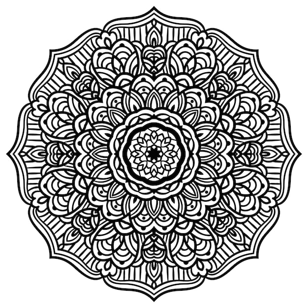 Esquema Mandala. Flor de garabato redonda ornamental aislada sobre fondo blanco. círculo geométrico