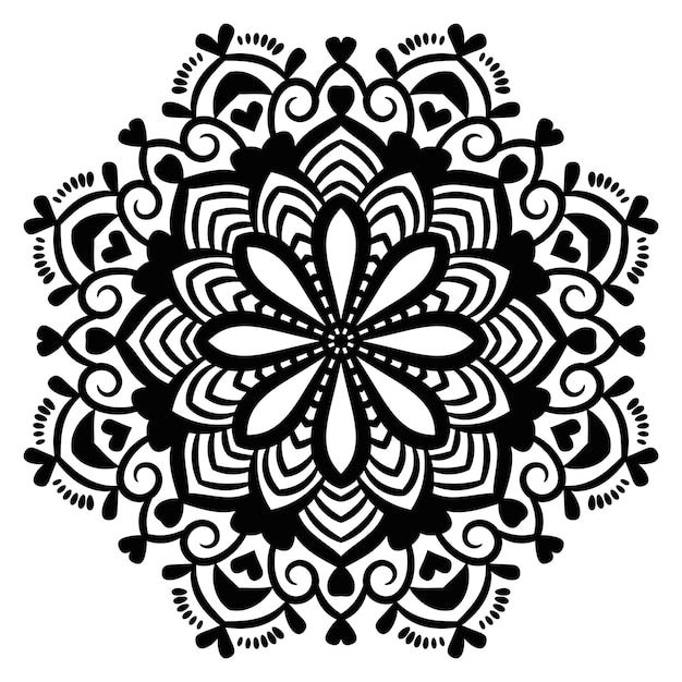 Esquema Mandala. Flor de garabato redonda ornamental aislada sobre fondo blanco. círculo geométrico