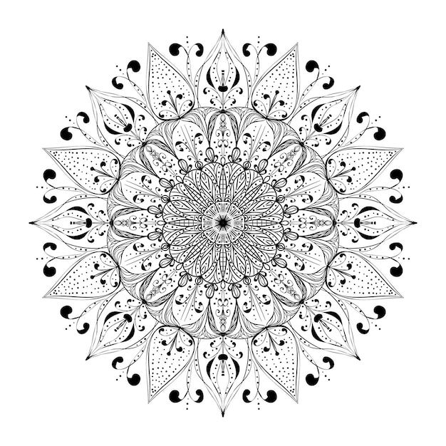 Esquema mandala para la página del libro de colorear patrón de vector de terapia antiestrés