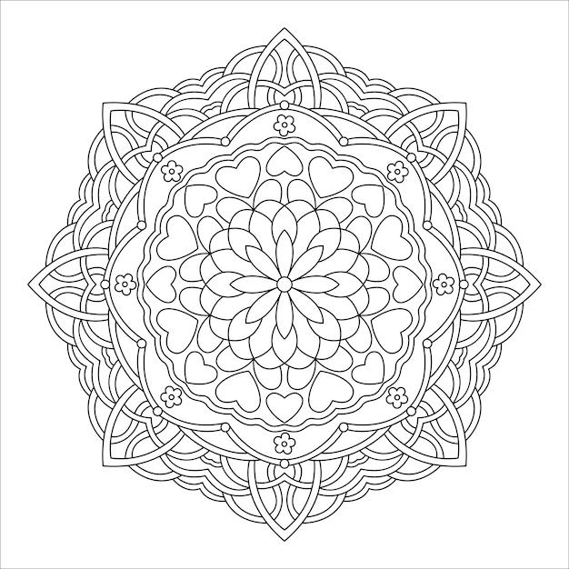 Esquema Mandala Pattern Antistress páginas para colorear para adultos Ilustración dibujada a mano