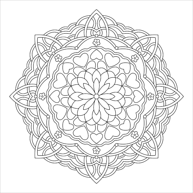 Esquema mandala pattern antistress páginas para colorear para adultos ilustración dibujada a mano