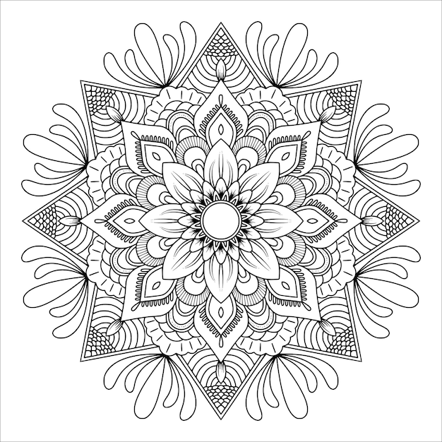 Esquema Mandala Pattern Antistress páginas para colorear para adultos Ilustración dibujada a mano