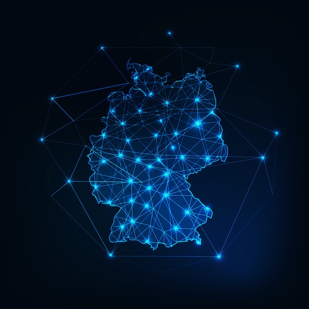 Esquema del mapa de alemania con las estrellas y las líneas marco abstracto.