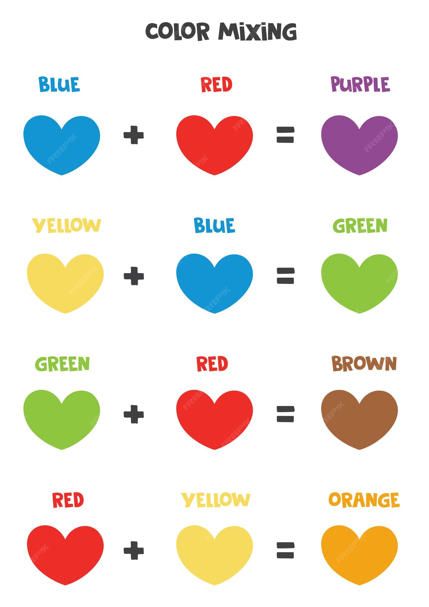 Esquema de mezcla de colores para niños. colores primarios y secundarios. |  Vector Premium