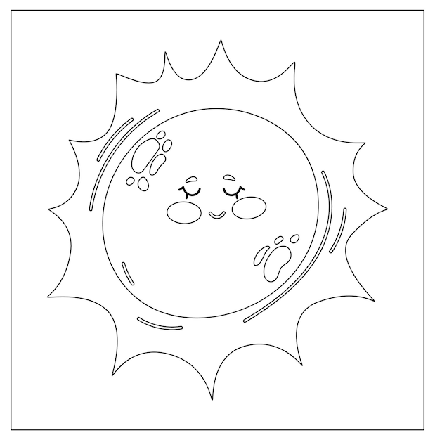 Esquema de página para colorear de un libro de colorear de espacio solar y astronomía de dibujos animados para niños