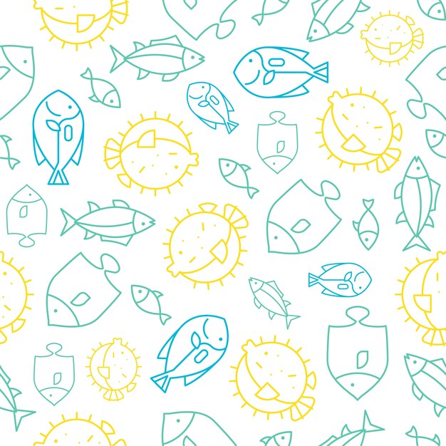 Esquema de peces tropicales de patrones sin fisuras