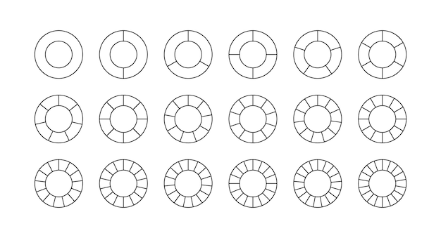 Esquema de plantilla de estructura redonda con elementos Gráfico circular Diagrama circular dividido en piezas Gráfico de sección circular