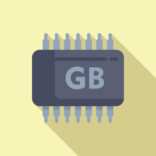 esquema de producto icono de Gb vector plano microchip digital