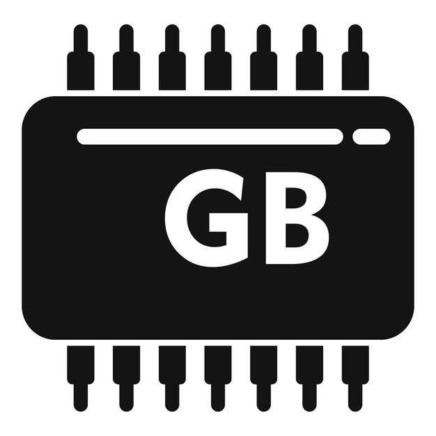 esquema de producto icono de Gb vector simple microchip digital