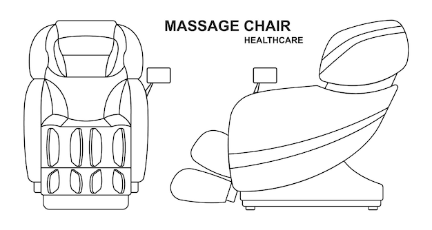 Esquema sillón de masaje contorno aislado fondo blanco.