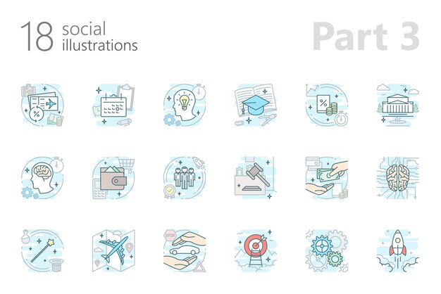 Esquema social ilustraciones en color