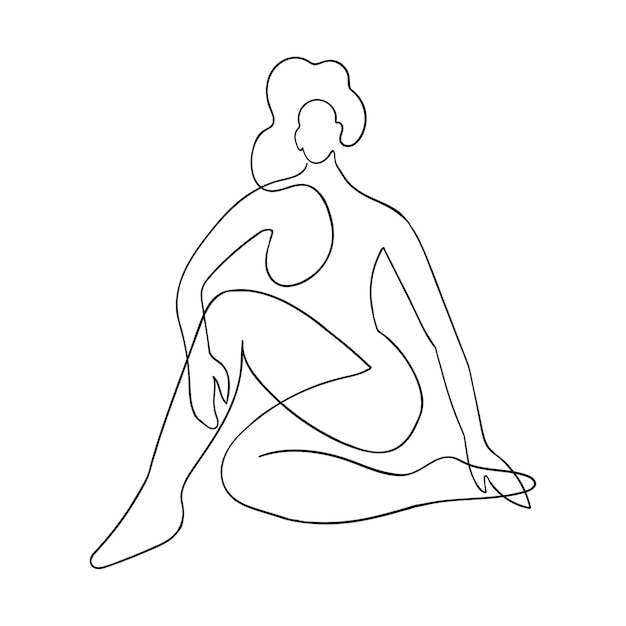 Esquema vectorial ilustración en blanco y negro del cuerpo de la mujer un dibujo de línea aislado en blanco