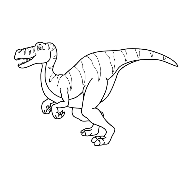 Vector esquema de velociraptor para colorear libros para niños