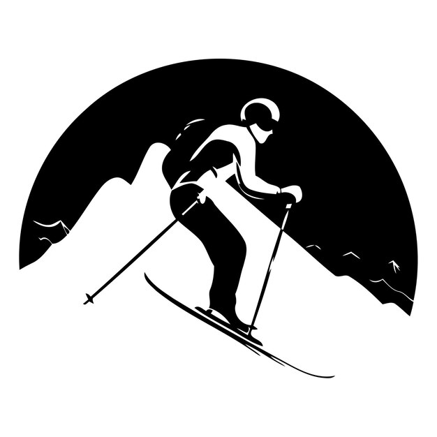 Vector esquí en las montañas deporte de invierno ilustración vectorial