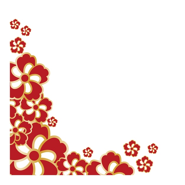 La esquina floral de la flor roja