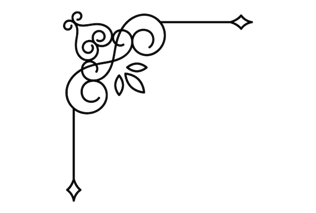 Esquina ornamento boda diseño ornamental elemento florecer vector silueta arte